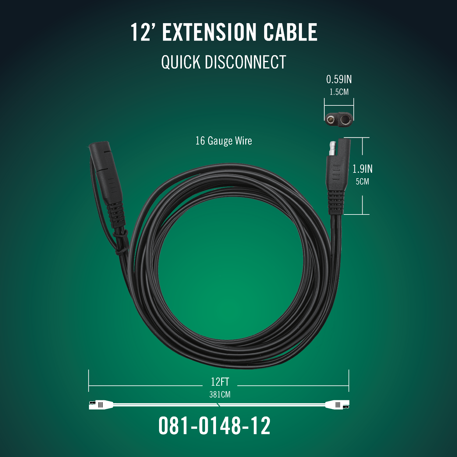 Quick Disconnect 12 Foot Extension Cable 4 Pack - Battery Tender®