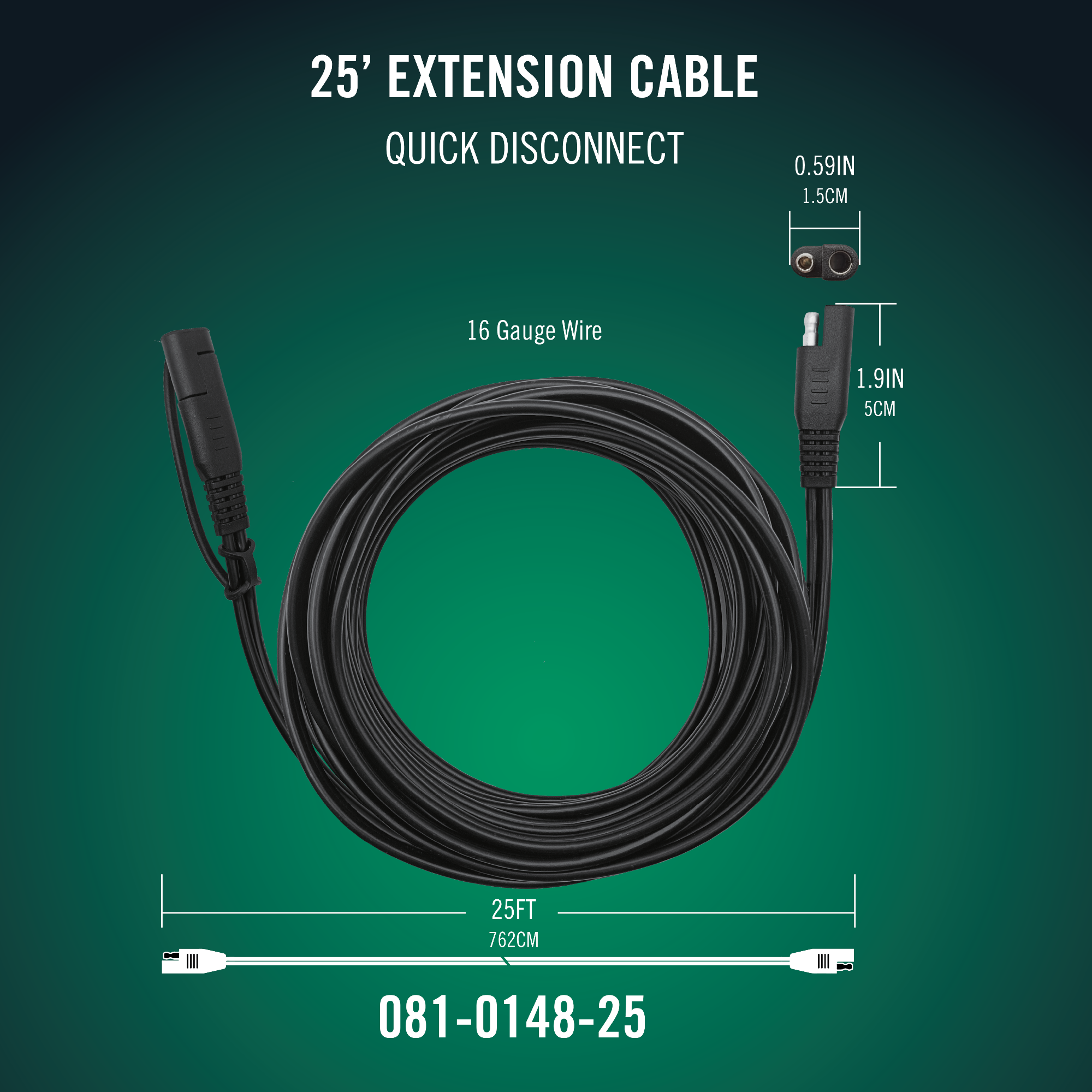 Quick Disconnect 25 Foot Extension Cable 4 Pack - Battery Tender®